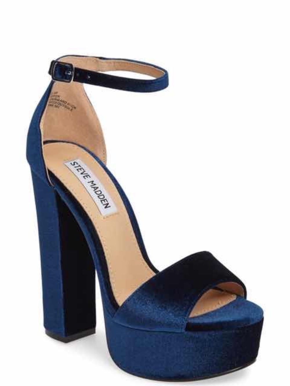 Steve Madden Blue Velvet Platform Ankle Strap Sandal